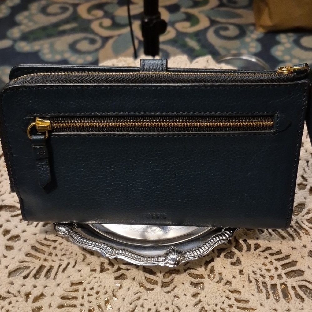 Fossil Dark Green Teal Leather Wallet - Picture 2 of 12